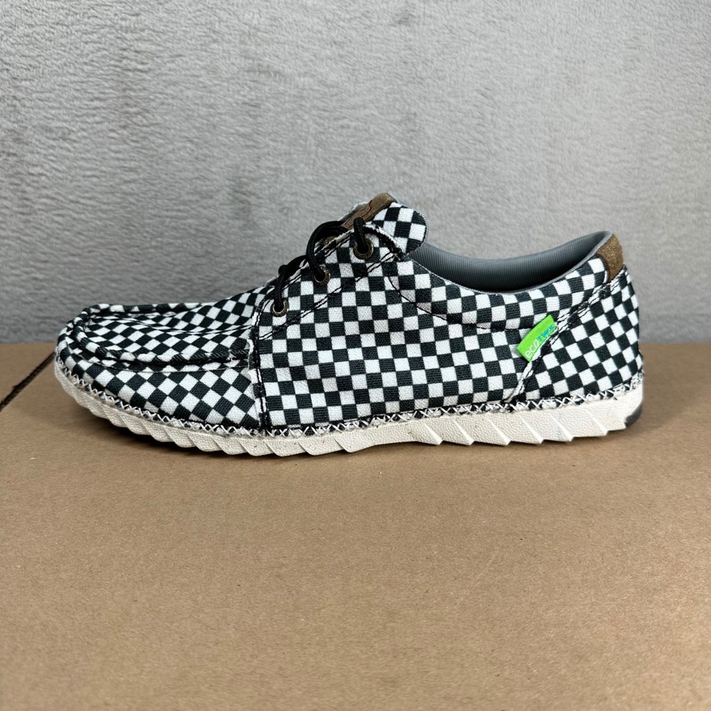 Twisted X Zero-X Boat Shoes Mens 11 Black White Checkerboard EcoTWX LXP00234